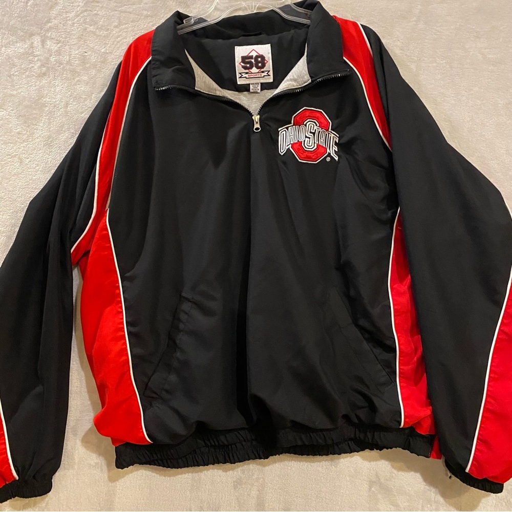 Ohio State Jacket Men’s XXL Black 1/4Zip Embroidered Lined Spell Out 58 Sports
